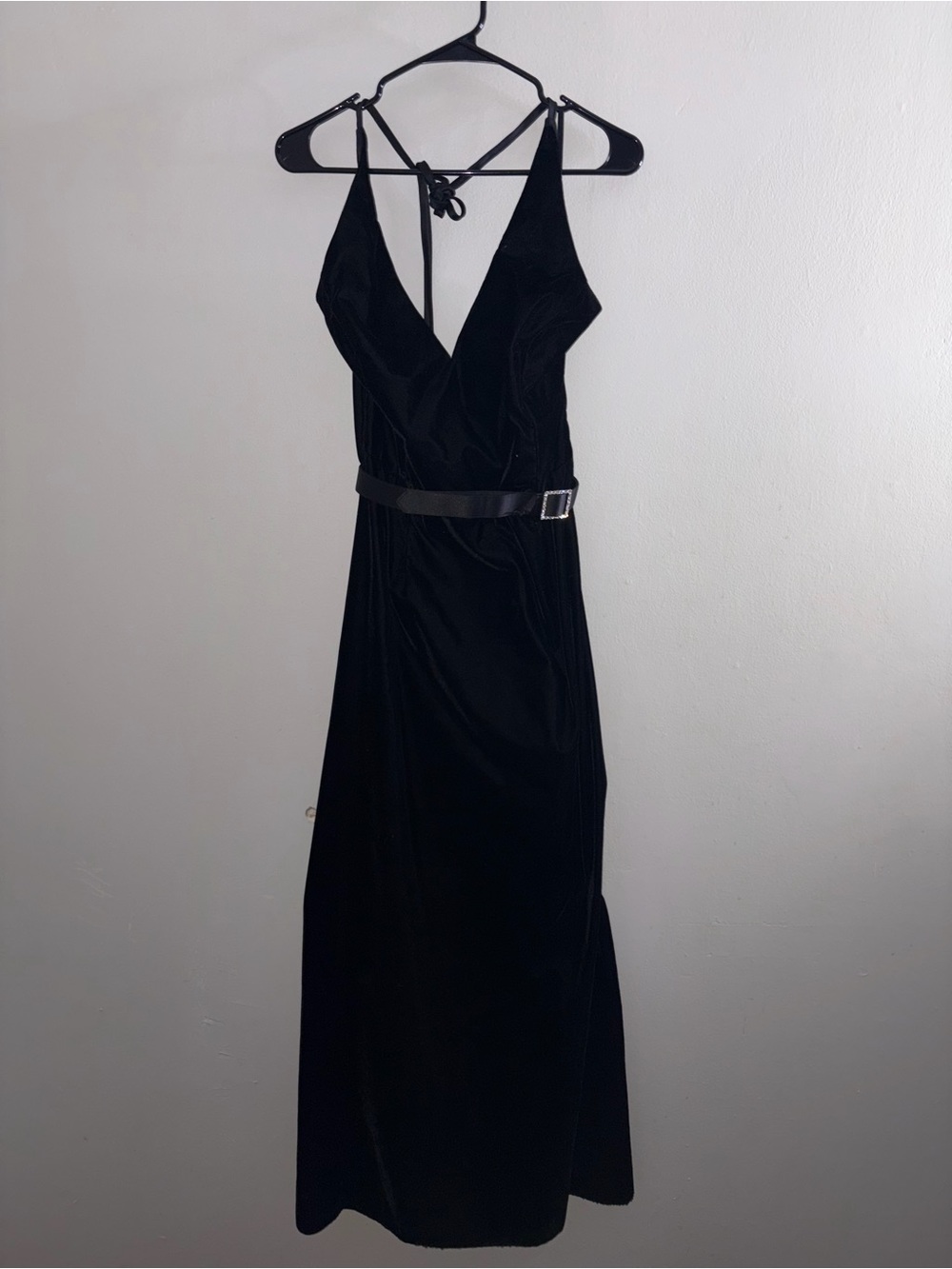 Scott McClintock Black Velvet Maxi Dress with Belt VTG
